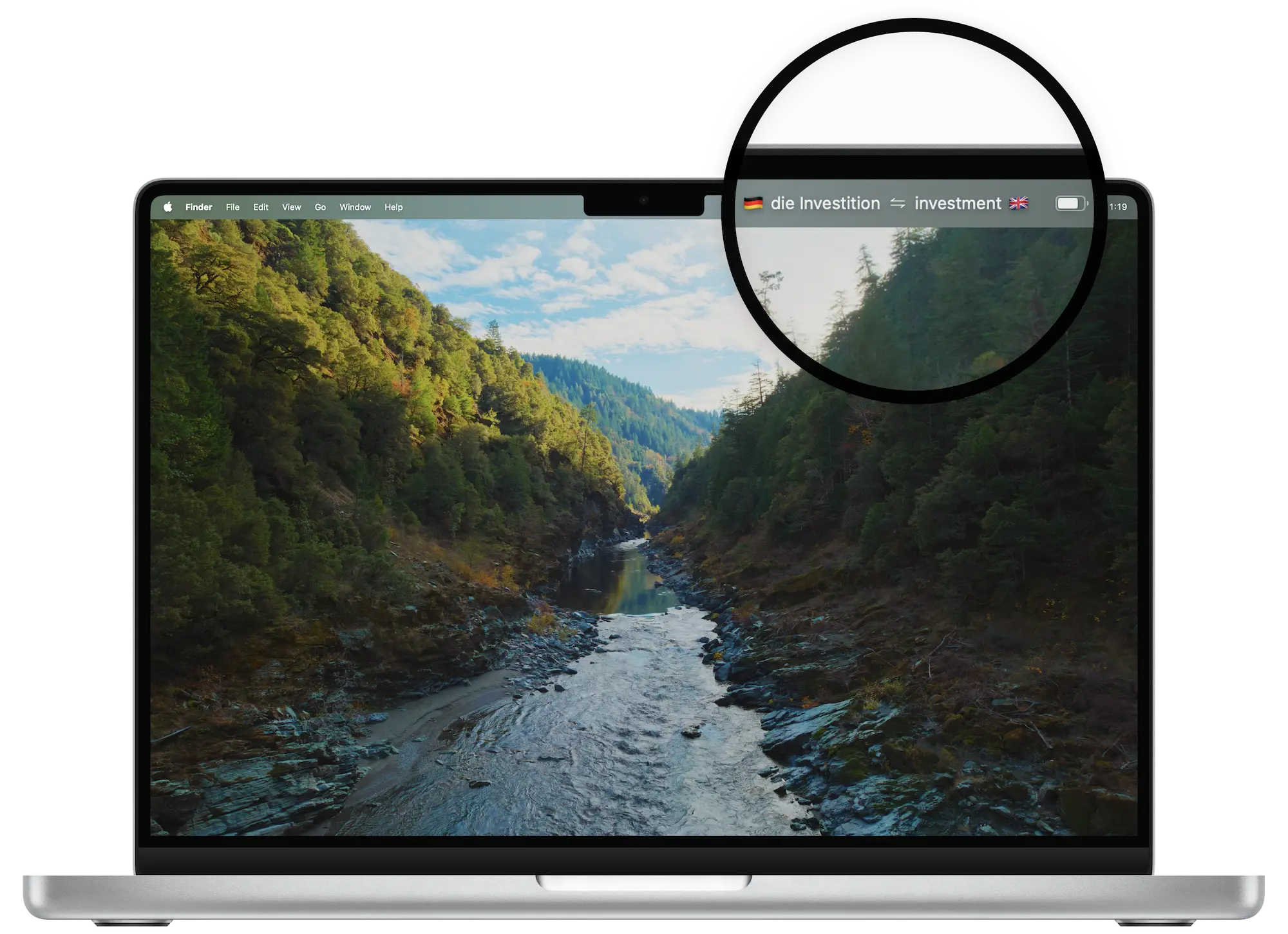 Wunderbar on the MacBook Menu Bar